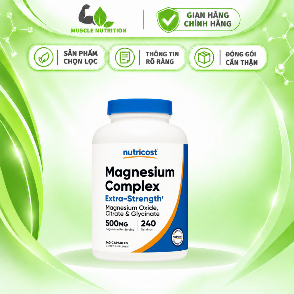 Nutricost Magnesium Complex Extra Strength 500mg – Magie Oxide, Citrate & Glycinate