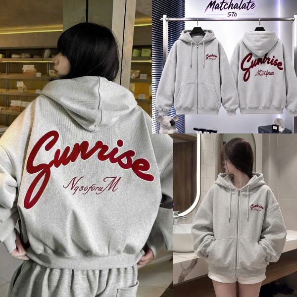 Áo Hoodie Nữ Boxy NQ30 Sunrise Form Rộng Unisex Thêu NQ30 – Áo Khoác Nỉ Dày Dặn, Có Nón Rộng