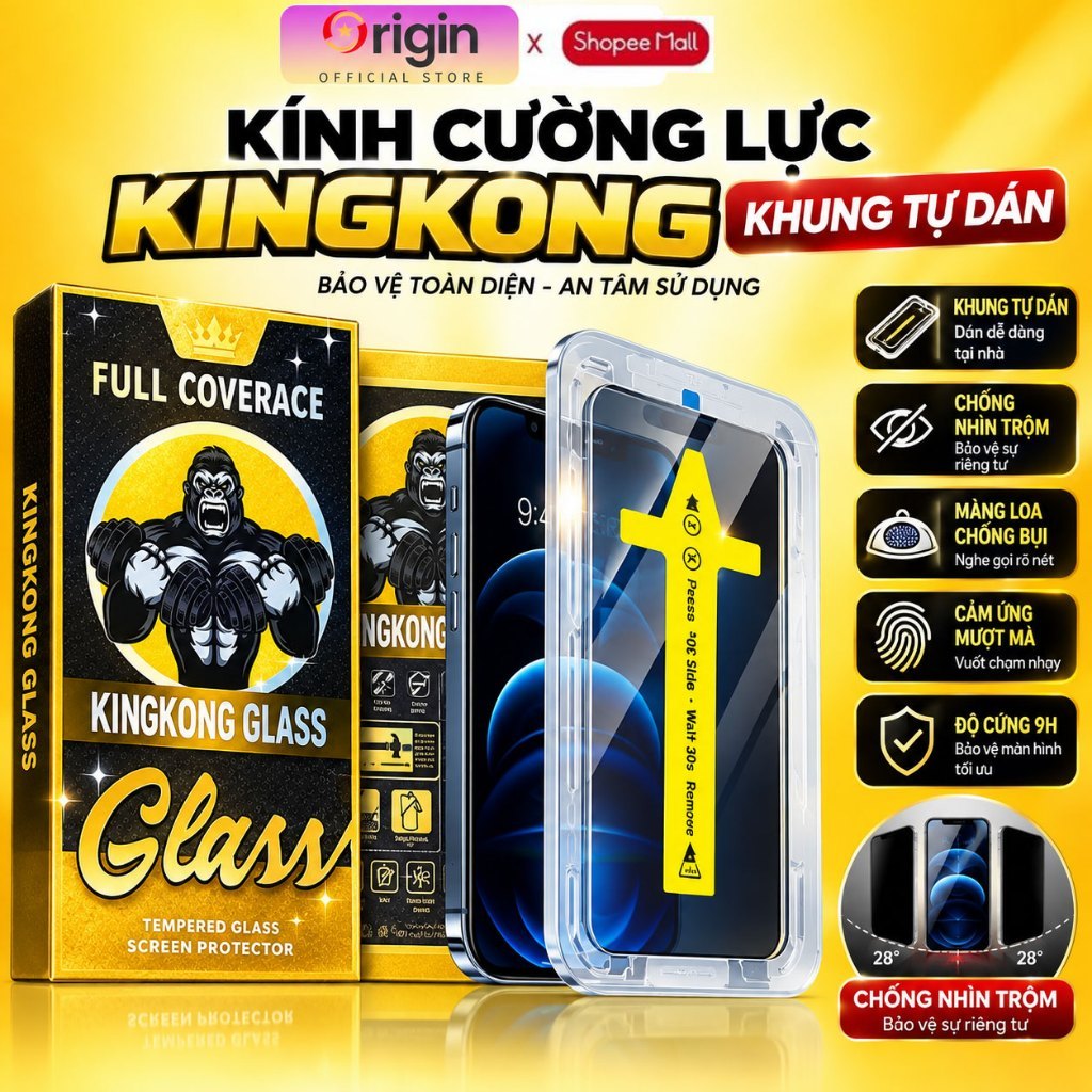 Kính Cường Lực iPhone KINGKONG Tự Dán Chống Nhìn Trộm Cho ip 11Promax 17 Pro 12 Pro 13Pro 14 pro Xr Xsmax 15Pro 16pro