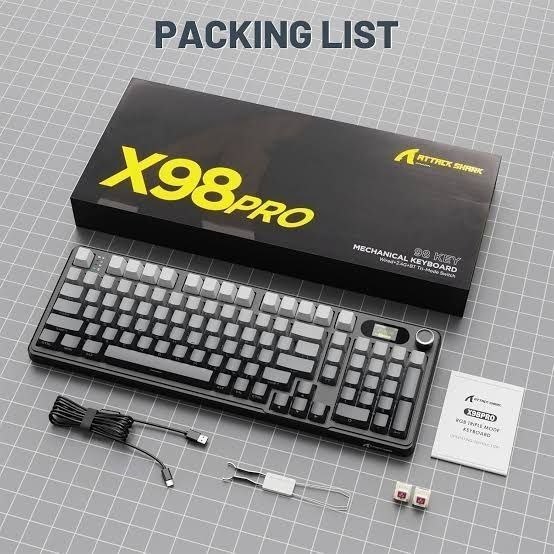 Bàn Phím Cơ Không Dây Attack Shark X98 PRO - 3 Mode, Layout 98%, Hotswap, LED RGB Sống Động