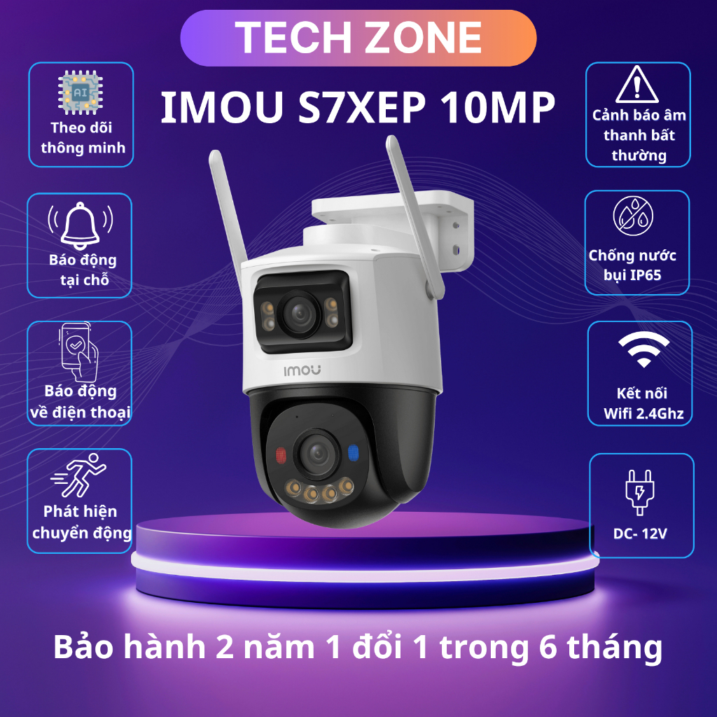 Camera  Imou 2 mắt ngoài trời S7XEP độ phân giải 6MP và 10MP, báo động xanh đỏ, đàm thoại 2 chiều, c