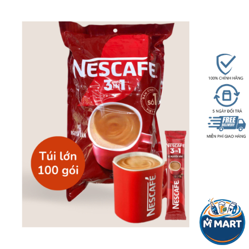 100 Gói Cà phê Nescafe 3 in 1 vị nguyên bản (16g×100 gói)