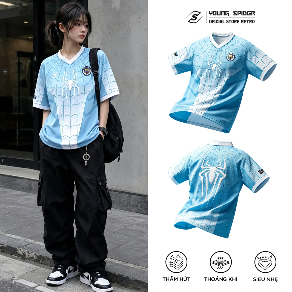 Áo Thun Jersey MC X Spider Logo Ép Nổi Localbrand Young Spider Vải Polyester Cao Cấp Thoáng Mát Phon