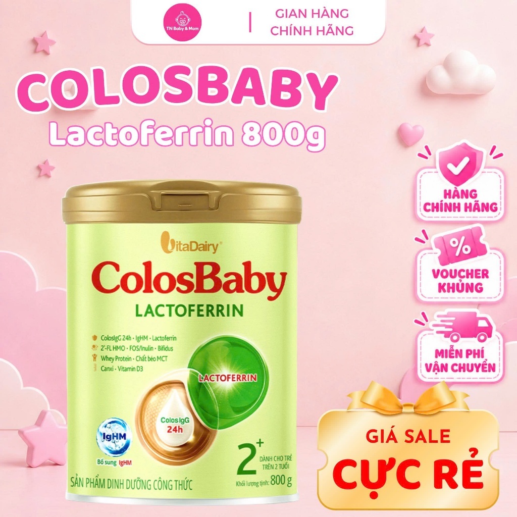 Sữa ColosBaby Lactoferrin 800g Chính Hãng VitaDairy Giúp Tăng Đề Kháng Cho Bé…