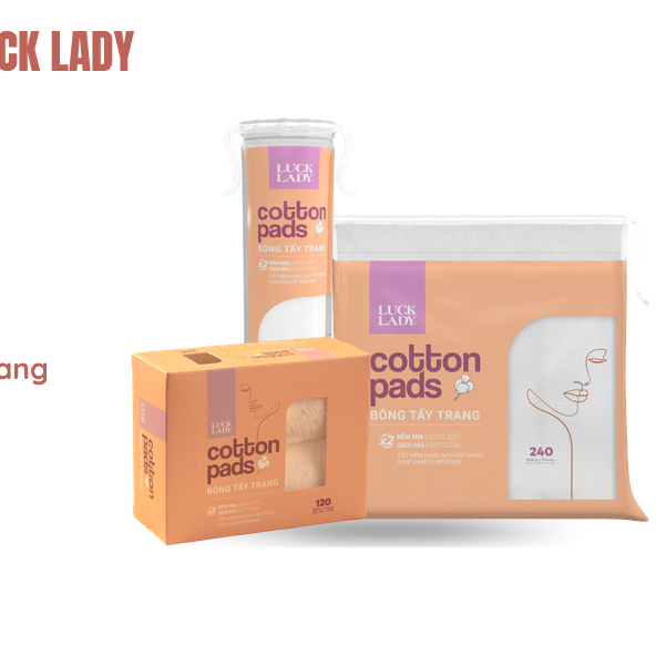 conbo 5hop Bông tẩy trang luck_Lady 120M tặng kèm gói khăn ướt luck10