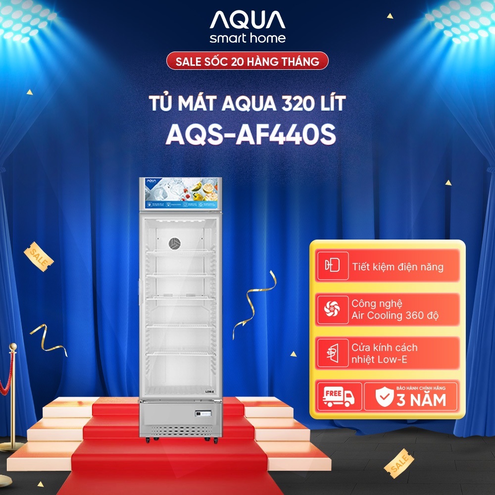 Tủ mát Aqua 320 lít AQS-AF440S - Hàng chính hãng - Bảo hành 3 năm