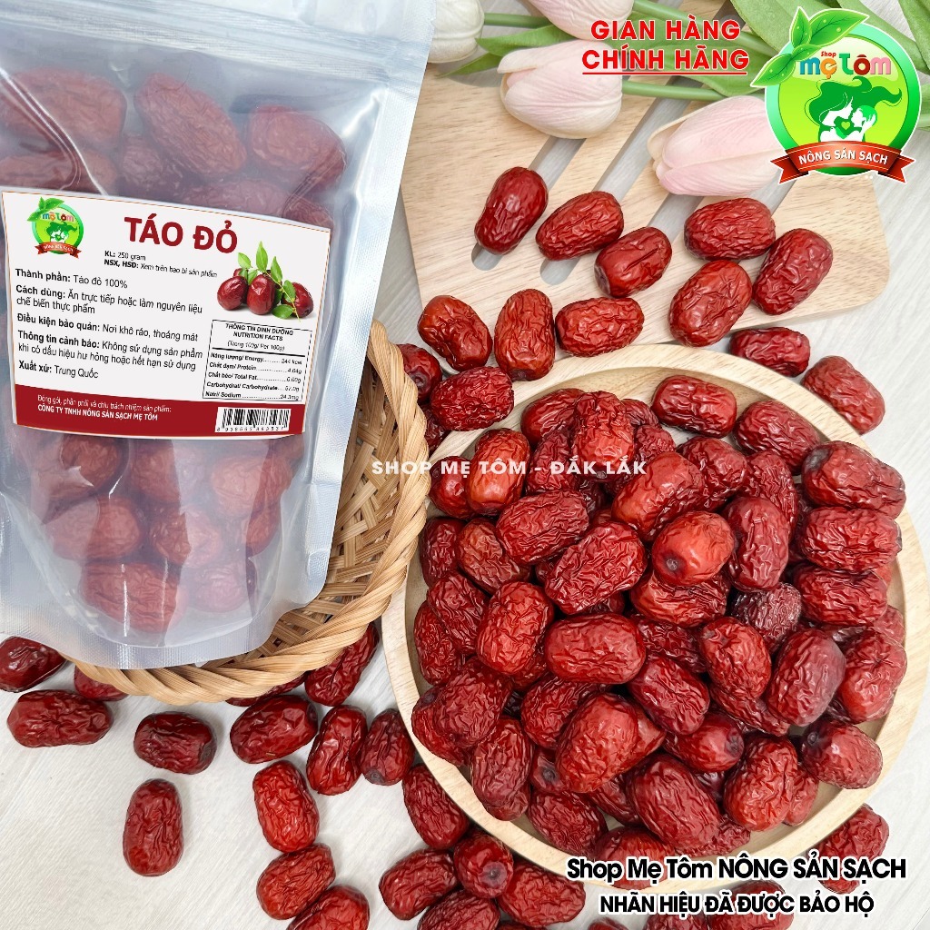 TÁO ĐỎ KHÔ LOẠI NGON CHUẨN NGỌT DẺO SHOP MẸ TÔM (CÓ XUẤT HÓA ĐƠN CÔNG TY)