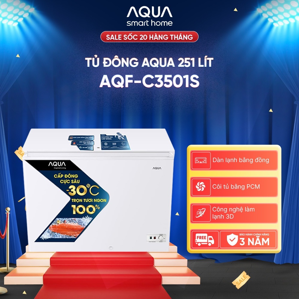 Tủ Đông Aqua 251 Lít AQF-C3501S - Freeship toàn quốc