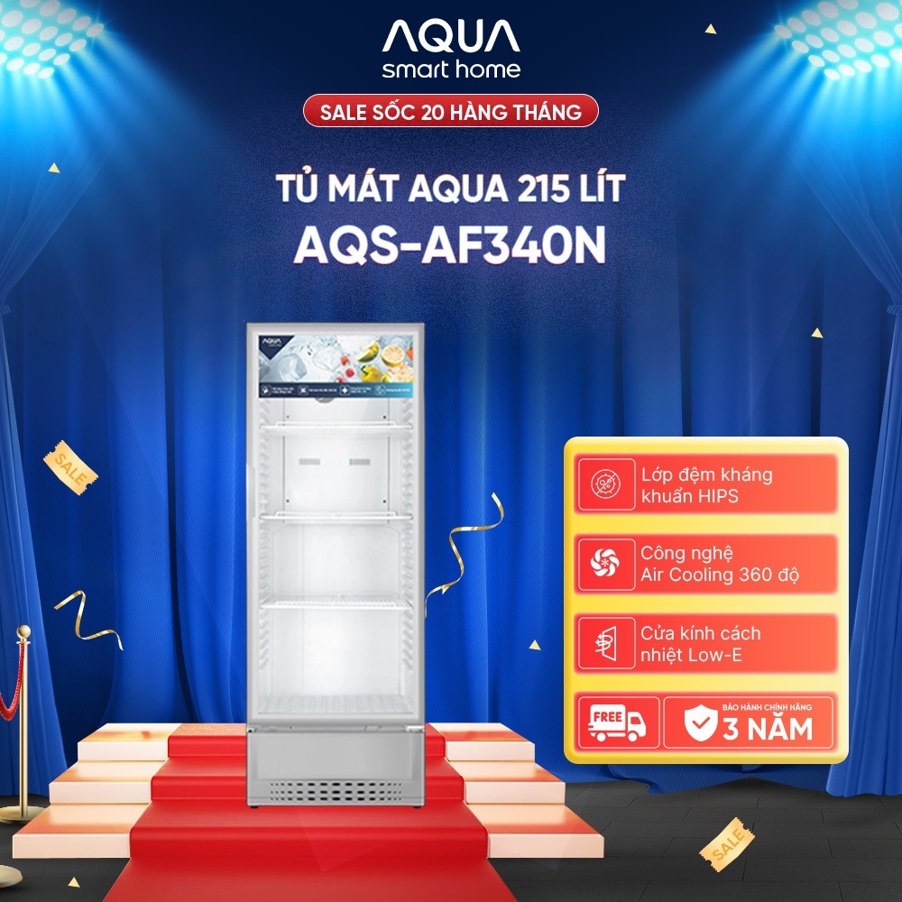 Tủ mát Aqua 215 Lít AQS-AF340N - Hàng chính hãng