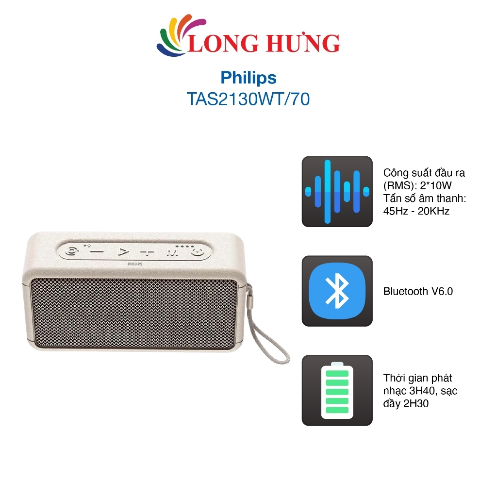 Loa Bluetooth Philips TAS2130WT/70 - Hàng chính hãng