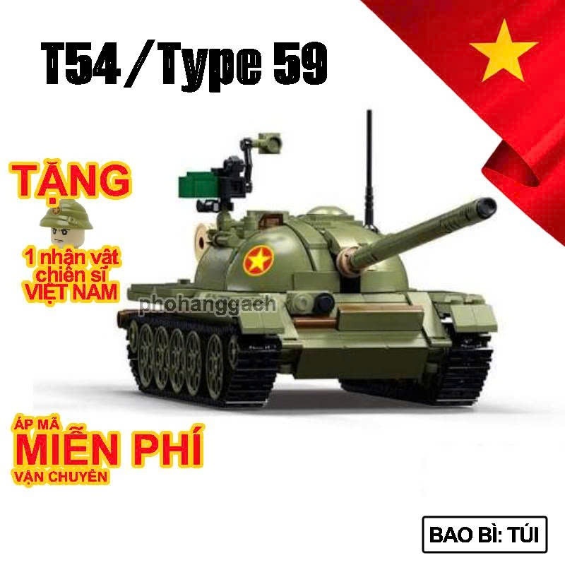 Mô hình lắp ghép Xe tăng T54 55 /Type 59 QĐND Việt Nam