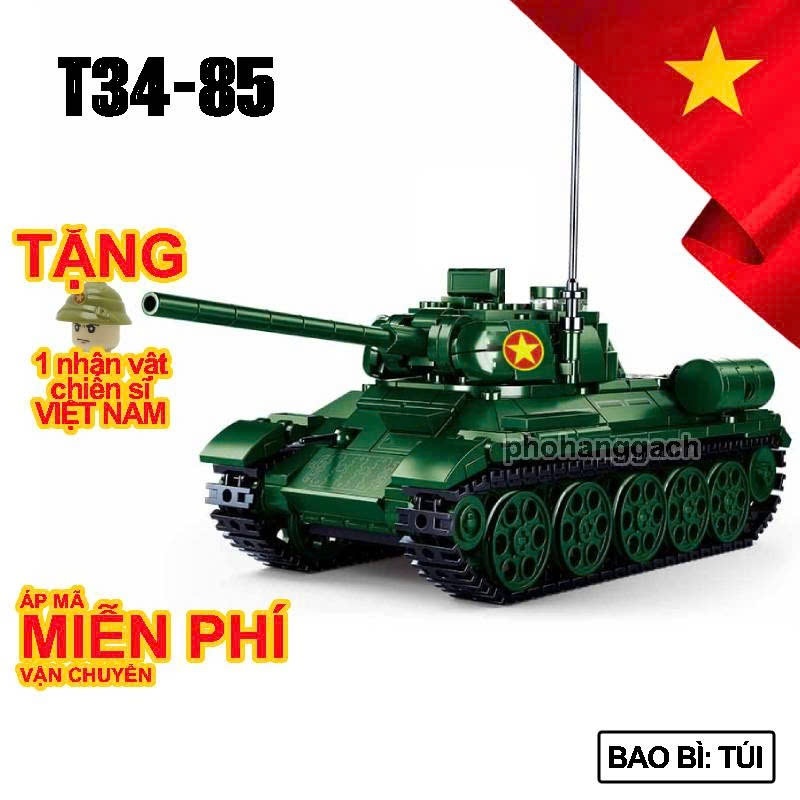 Mô hình lắp ghép Xe tăng T34-85 QĐND Việt Nam