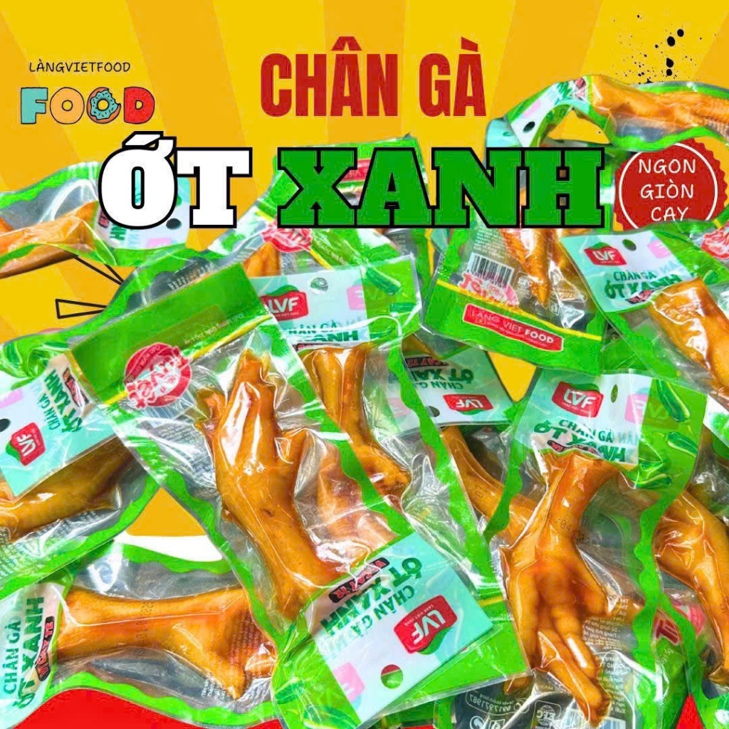 Combo 15 Túi 30 Chân Gà Rút Xương Ớt Xanh Làng Việt Food – Chân Gà Dai Giòn Thơm Ngon Ăn Vặt Phân Ph