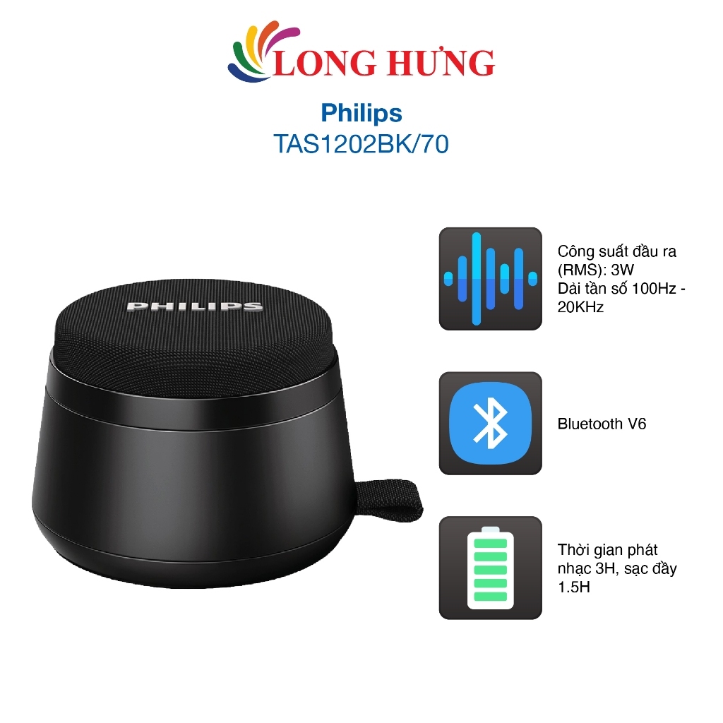 Loa Bluetooth Philips TAS1202BK/70 - Hàng chính hãng