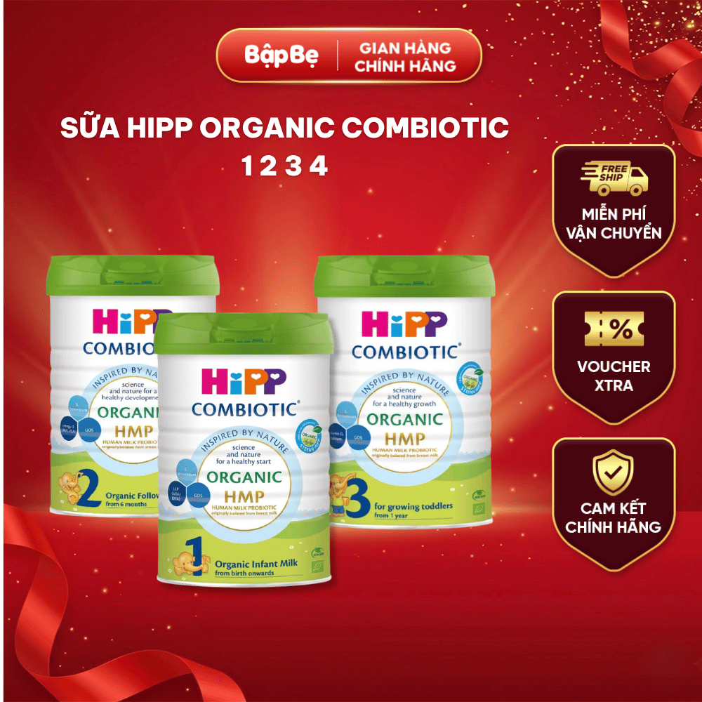 Sữa Bột HiPP Organic Combiotic 1 2 3 4 – Sữa Công Thức Hữu Cơ Cho Bé 0-3+ Tuổi – 350g/800g