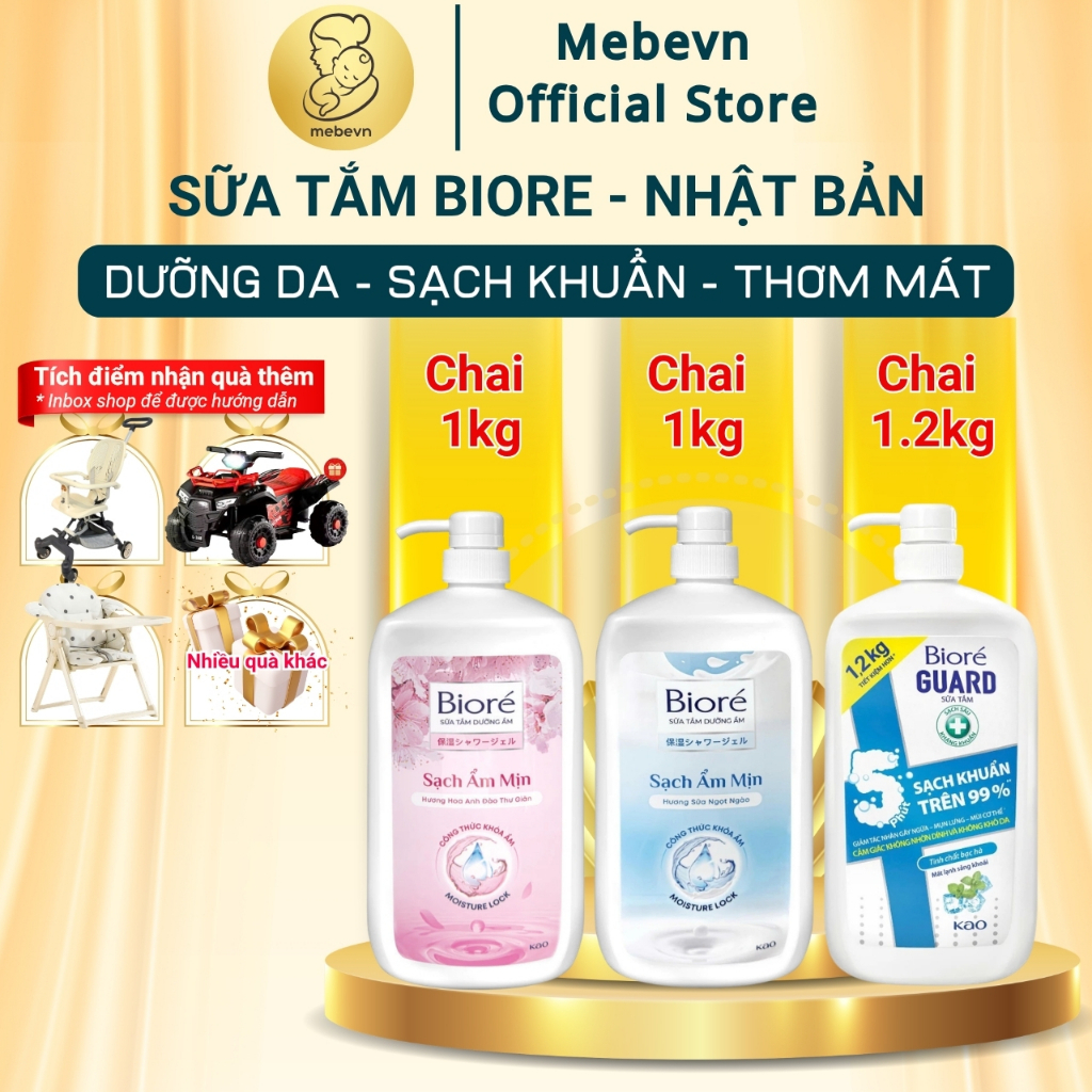 Sữa tắm dưỡng ẩm, sạch sâu Biore - Nhật Bản, sữa tắm biore cho làn da mềm mịn và sạch khuẩn