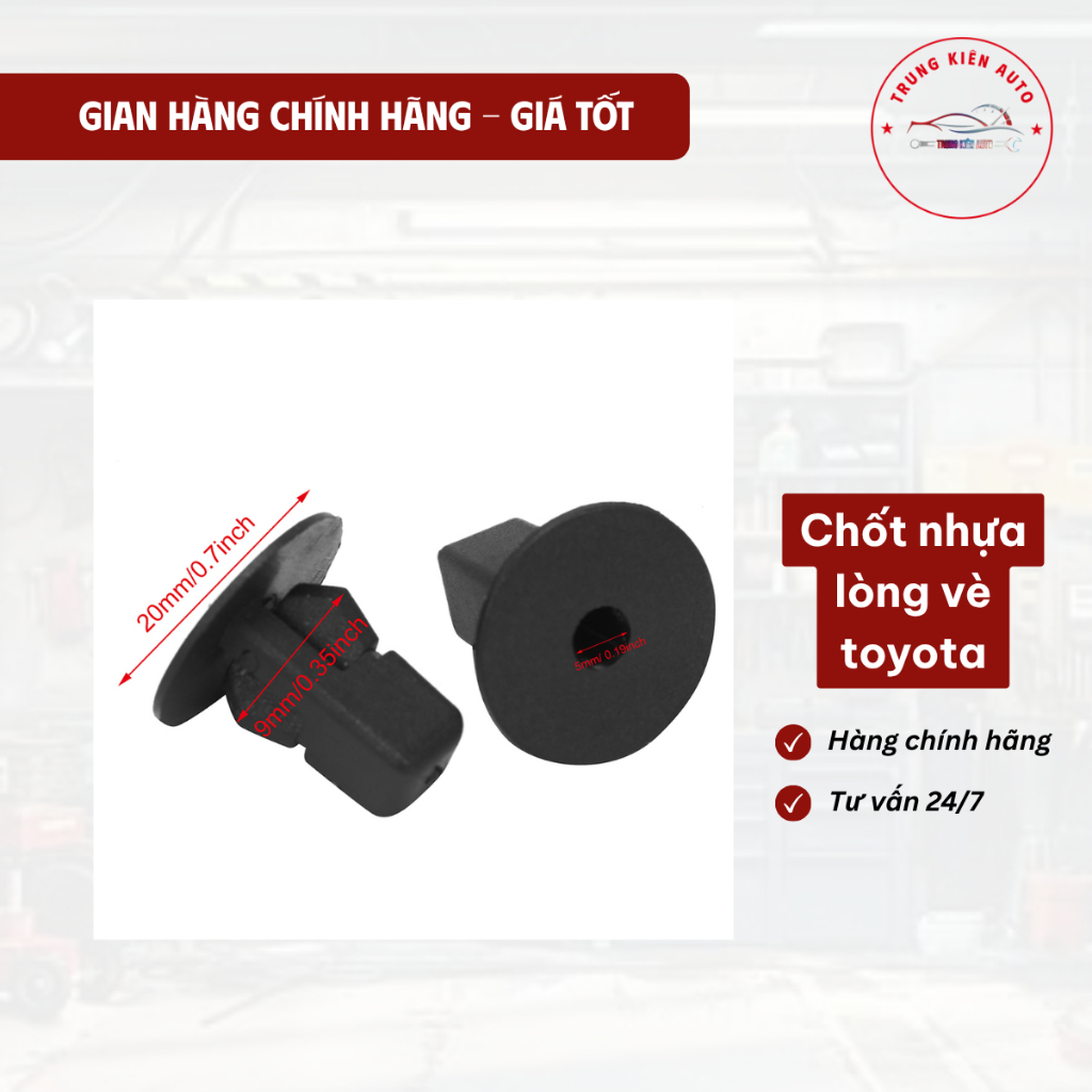Túi 50 - 100 Chốt Nhựa Nylon Lòng Vè Toyota - Đinh Tán, Vít Nở Gắn Chắn Bùn Tất Cả Dòng Xe Toyota
