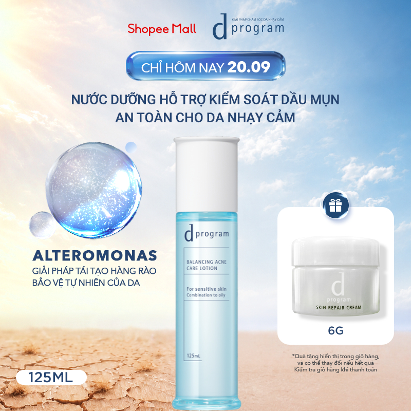 Nước dưỡng ẩm kiềm dầu ngừa mụn cho da nhạy cảm d Program Balancing Acne Care Lotion 125ml