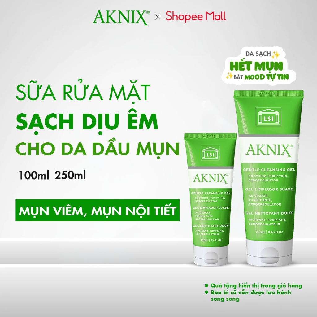 Sữa Rửa Mặt AKNIX Cho Da Mụn Viêm, Da Nhạy Cảm, Da Treatment - GENTLE CLEANSING GEL 2