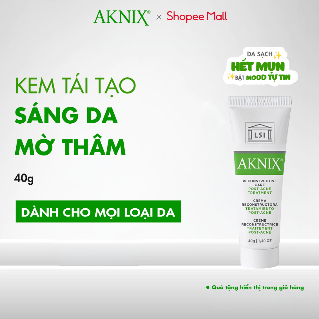 Kem Tái Tạo Da Sau Mụn Aknix Dưỡng Trắng Và Làm Mờ Thâm , Sẹo AKNIX® RECONSTRUCTIVE CARE – 40g