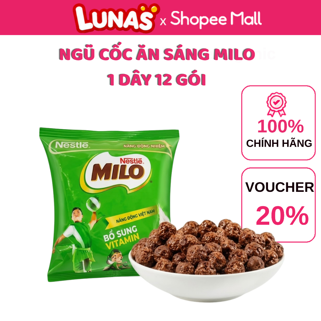 Ngũ cốc MiLo Hàng Chuẩn Thái Lan, Bánh Ngũ Cốc Ăn Sáng Milo Bịch 12 Gói