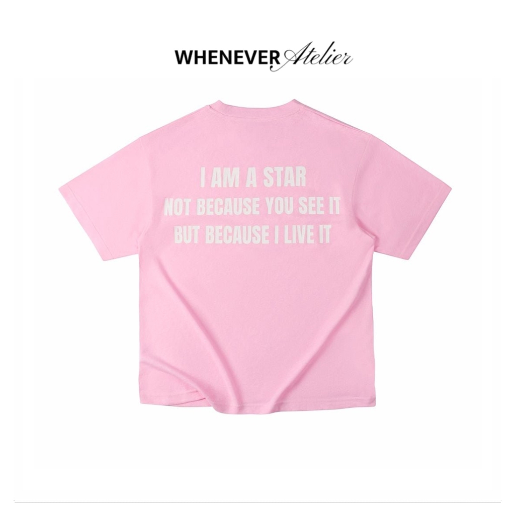 WHENEVER Áo Thun Whenever Star Manifesto T-Shirt Form Form Whenever SS26 Vải Cotton Unisex/ Pink