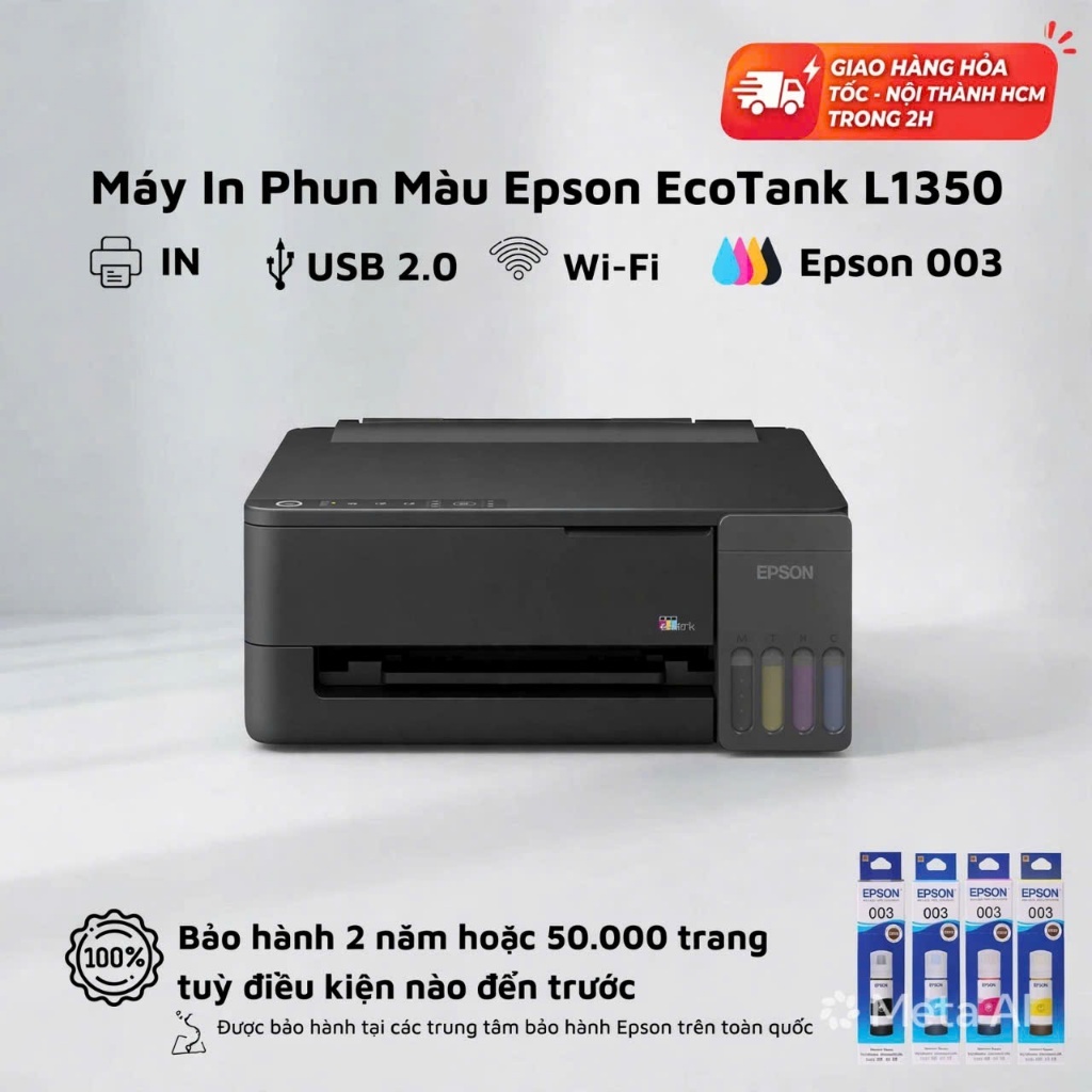 Máy In Epson EcoTank L1350 in A4, Wifi (thay thế L1250 - Đã bao gồm mực) - Hàng Epson Việt Nam