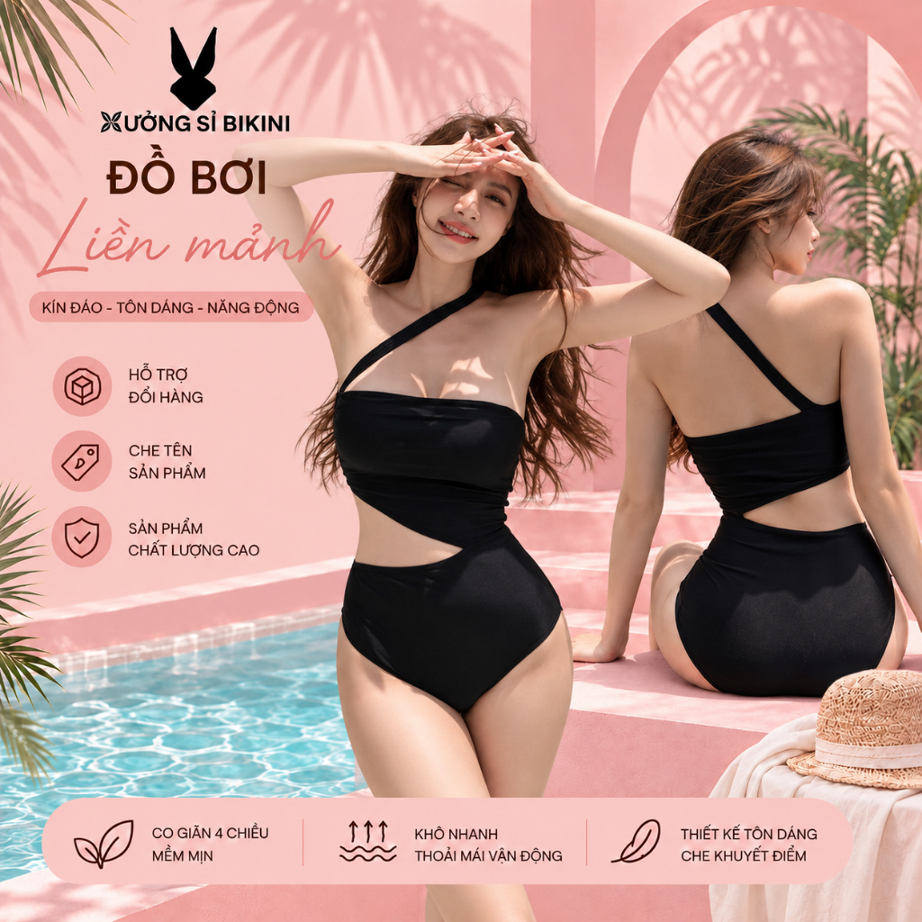 [ĐỒ BƠI NỮ CAO CẤP] Bikini 1 mảnh chéo cổ sành điệu nhiều màu