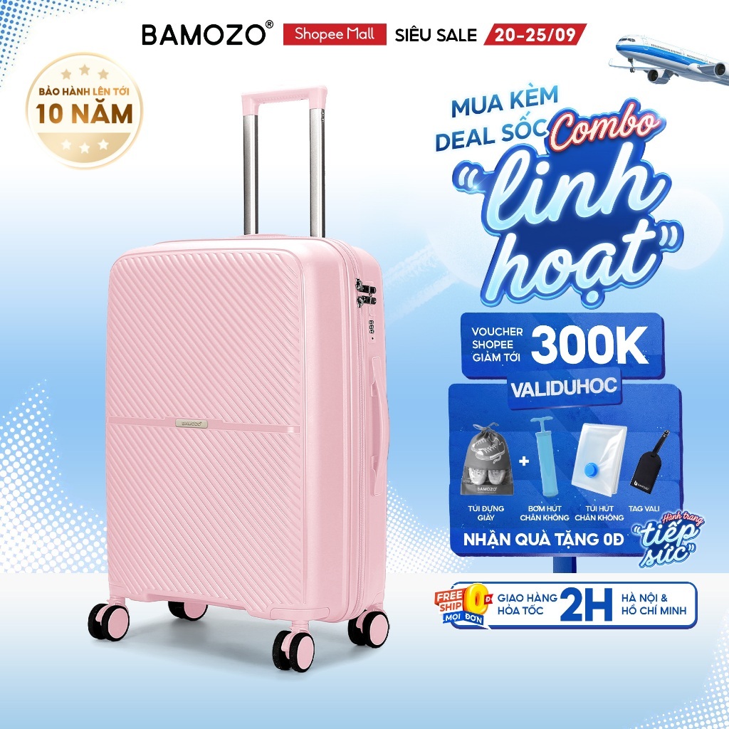 [SẬP GIÁ] Vali Kéo Du Lịch Bamozo Ravo Size 20/24/28 Cao Cấp Nhựa PP Chống Vỡ_Ravo