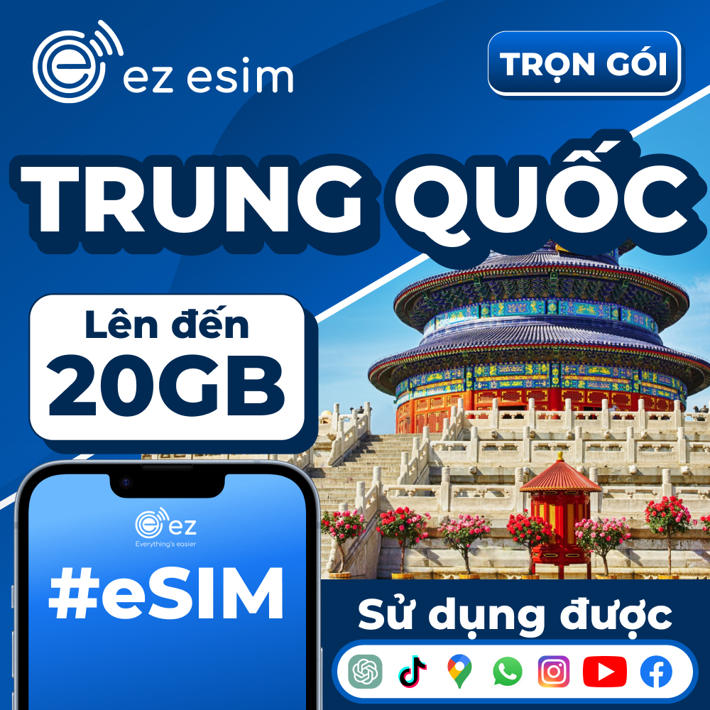 eSIM Trung Quốc | 5GB-20GB – Gói hạn ngạch, ez-eSIM Vietnam cung cấp eSIM ngay lập tức qua email | C