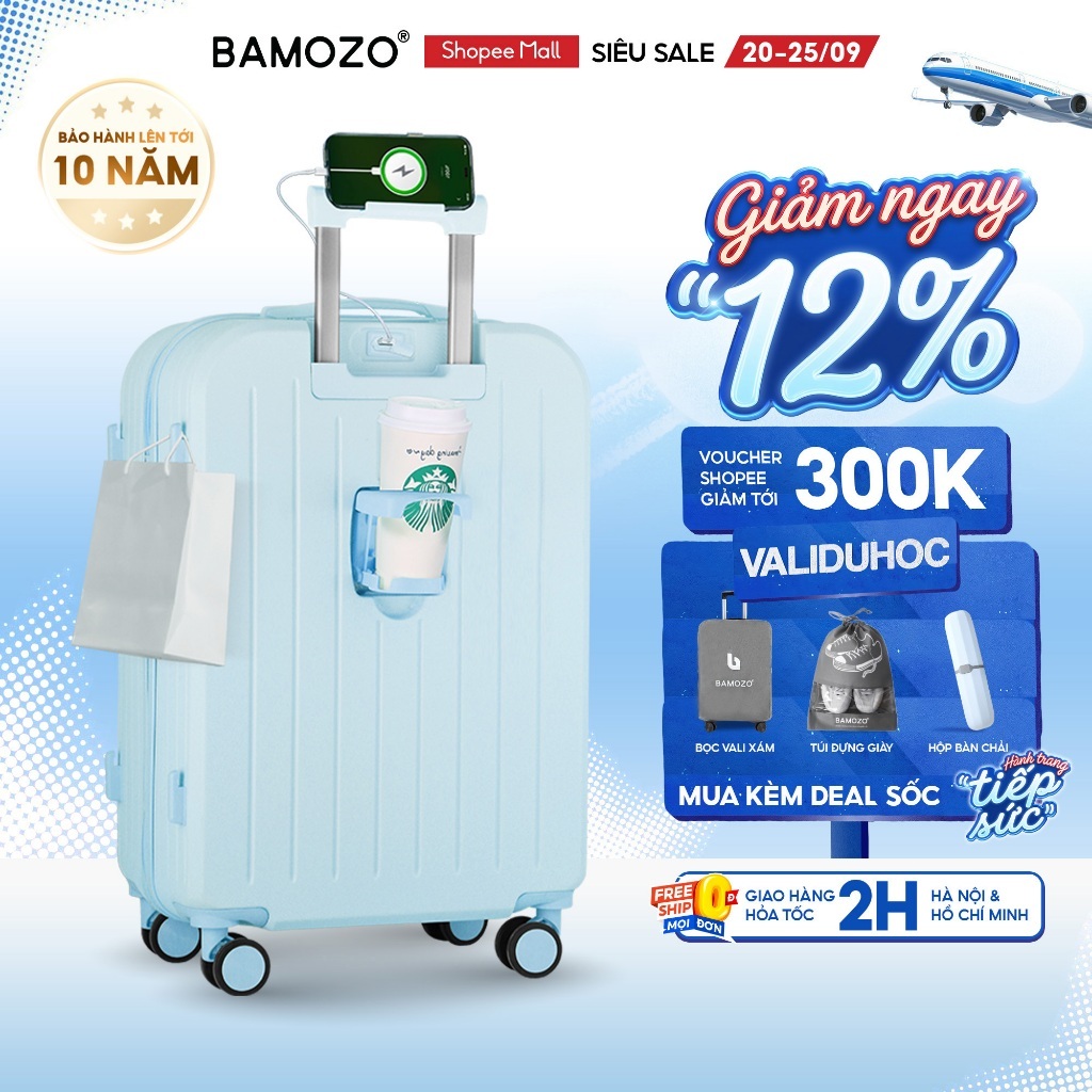 [Hannah Olala x Bamozo] Vali Du Lịch Bamozo 8812 Thời Trang Size 20/24 Cao Cấp_8812