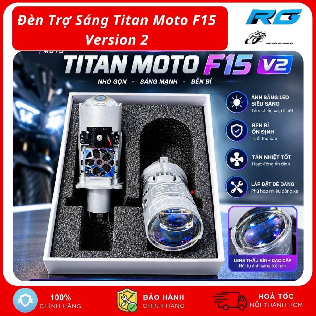 Titan F15, Đèn Bi Cầu Led Titan F15 Công Suất 50W Ánh Sáng Khủng Lắp Đặt Như Zin Chính Hãng BH 1 Năm