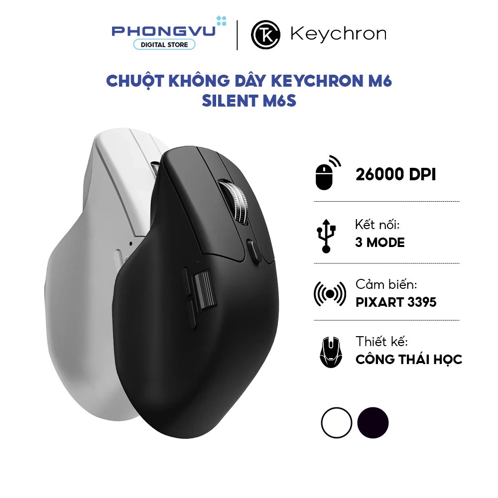 Chuột không dây Keychron M6 Silent M6S - Bảo hành 12 tháng