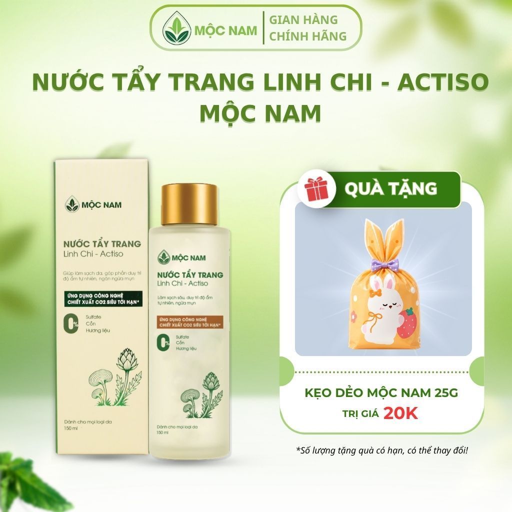 Nước Tẩy Trang Mộc Nam 150ml Linh Chi Actiso - Tẩy Trang 2 Lớp, Không Cồn Khô, Làm Sạch Da, Dưỡng Ẩm