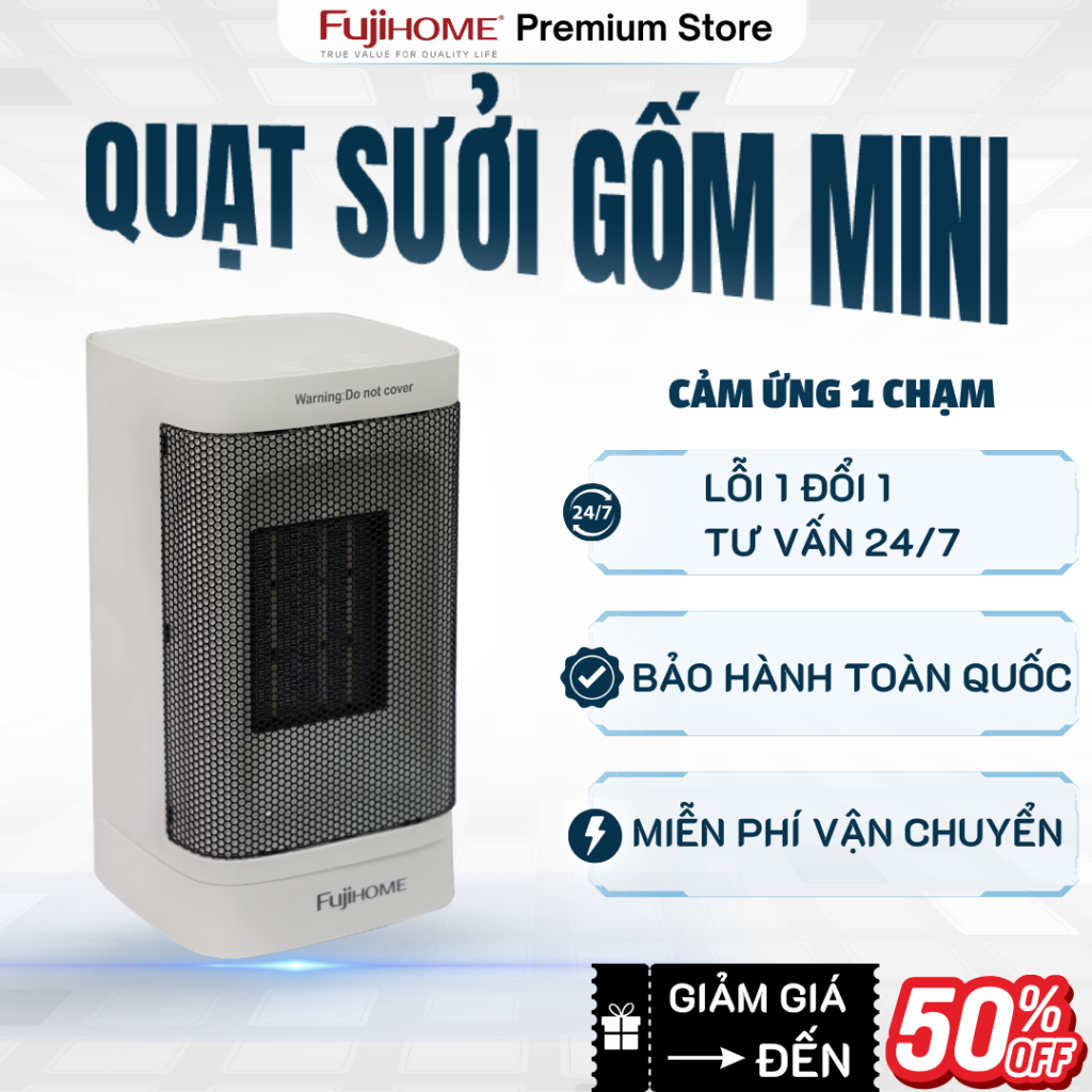 Máy sưởi mini Fujihome FH600 - công suất sưởi 600W - làm ấm nhanh -  phù hợp phòng diện tích nhỏ