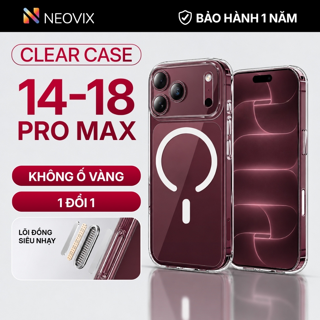 Ốp Lưng 18 Pro Max 17 16 15 14 Trong Suốt iPhone Bảo Vệ Camera AI Mỏng Nhẹ Sạc…