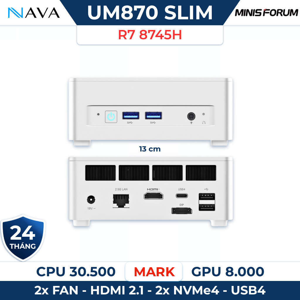 Mini PC Minisforum UM870 AMD Ryzen 7 8745H 7840HS Máy tính 870 DDR5 NVMe4  Wifi 6E, Bluetooth 5.2