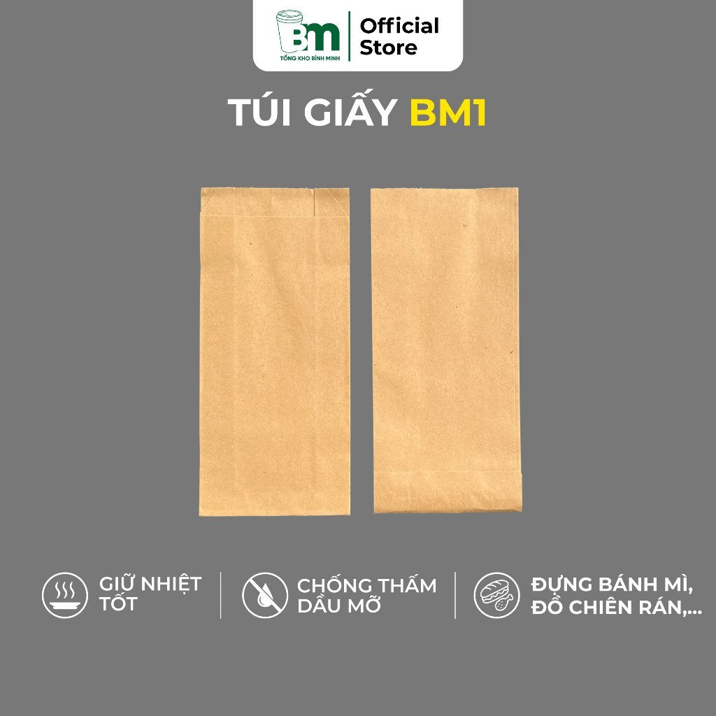 [Combo 100-500] BM1 Túi Giấy Đựng Bánh Mì, Khoai Tây Chiên, Bánh Ngọt, Gà Rán, Đồ Ăn Vặt - Tổng Kho 