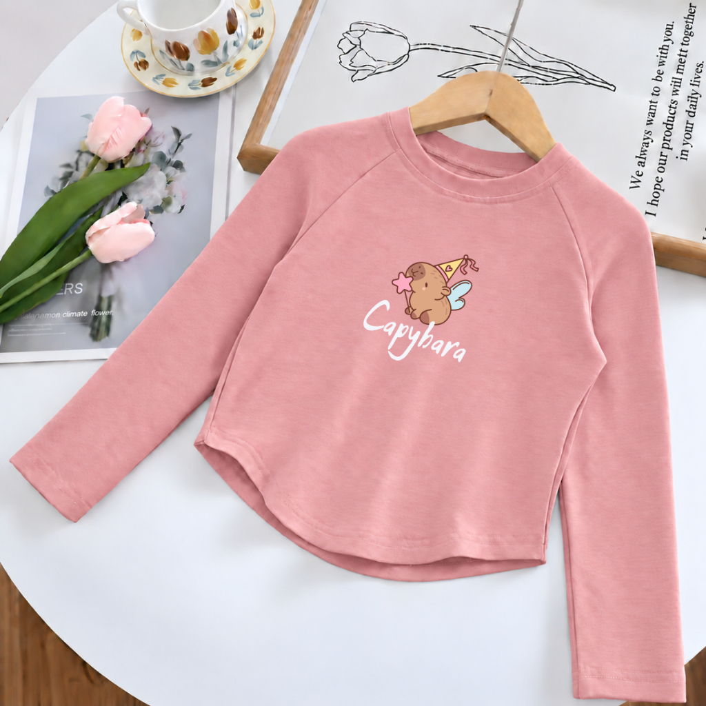Áo thu đông cho bé gái in nhiều hình - Áo thun dài tay trẻ em-Loza Kids ON001