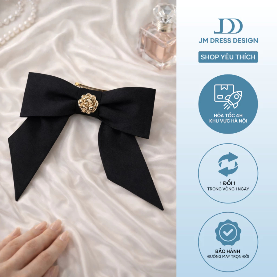 Kẹp Tóc Nơ Bấm Đính Hoa Jasmine PK2601 Thiết Kế Bởi JM Dress Design. Phụ Kiện Tóc Nữ Thanh Lịch Cho 