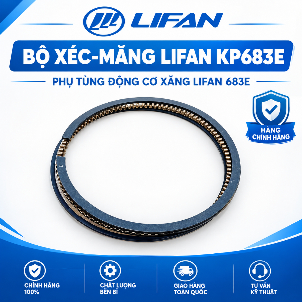 Bộ Xéc-Măng Lifan KP683E Chính Hãng | Bộ Bạc Piston Động Cơ Xăng Lifan 683E | KP683E/MP683E