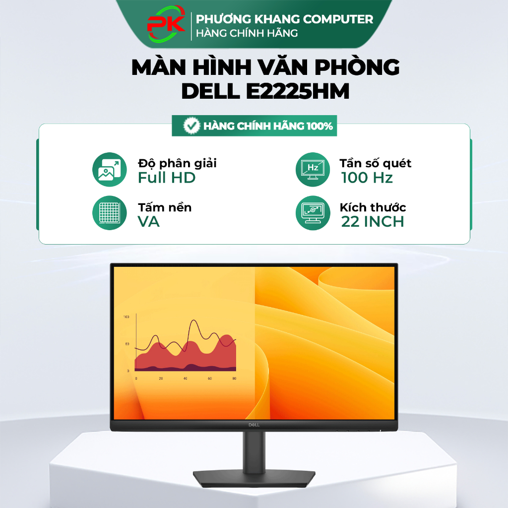 Màn Hình LCD DELL E2225HM | 21.5 Inch, VA, FHD, 100Hz, 5ms (BH 36 tháng)
