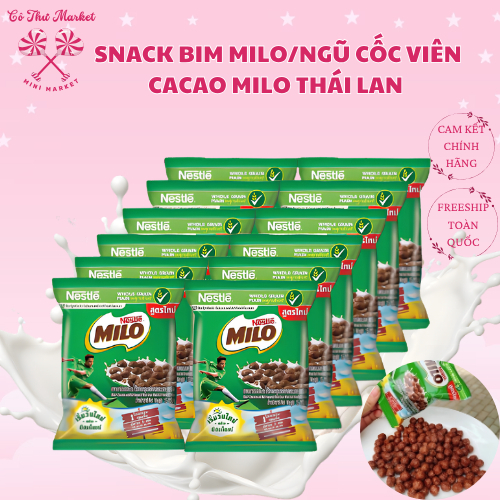 [LỐC 12 GÓI] Snack bim Milo/ngũ cốc viên cacao Milo Thái Lan(gói 15g) - CÔ THƯ MARKET