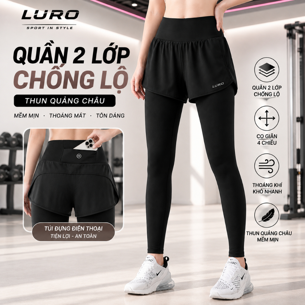 Q9D — Quần thể thao nữ 2 lớp có túi