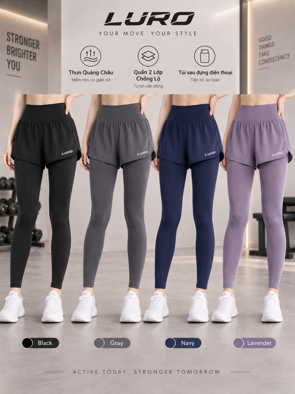 Q9D — Quần thể thao nữ 2 lớp có túi 6