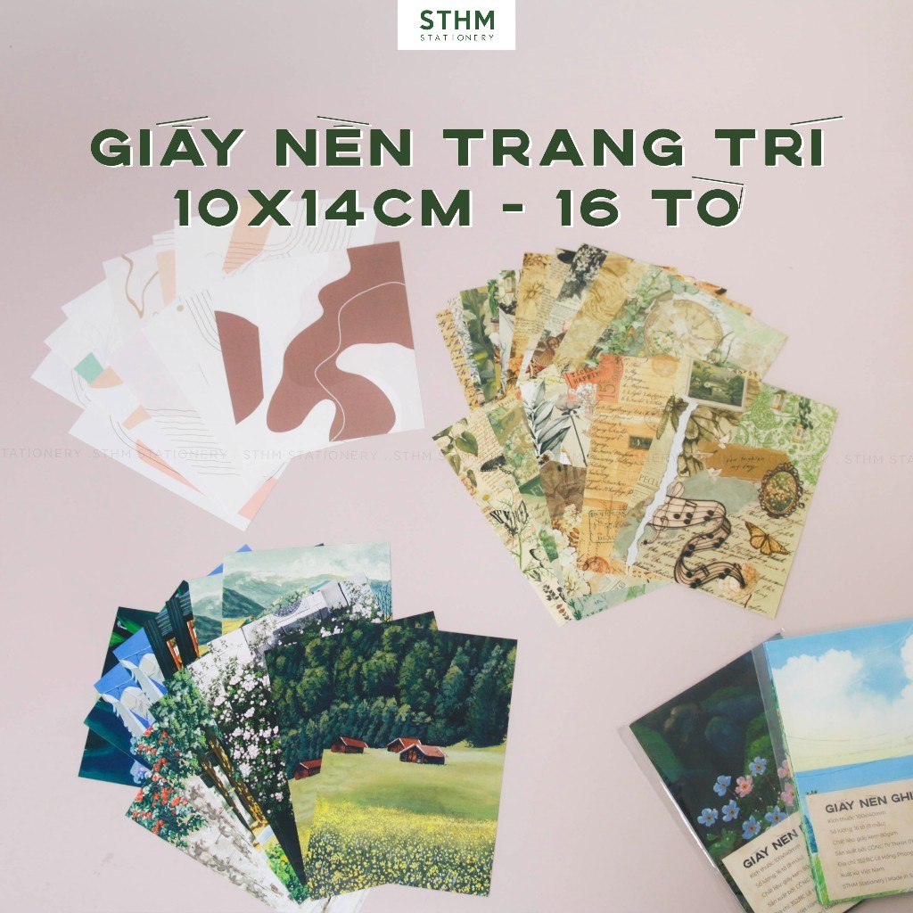 [STHM stationery]  - Giấy nền trang trí 10x14cm - 16 tờ - nhiều mẫu độc quyền