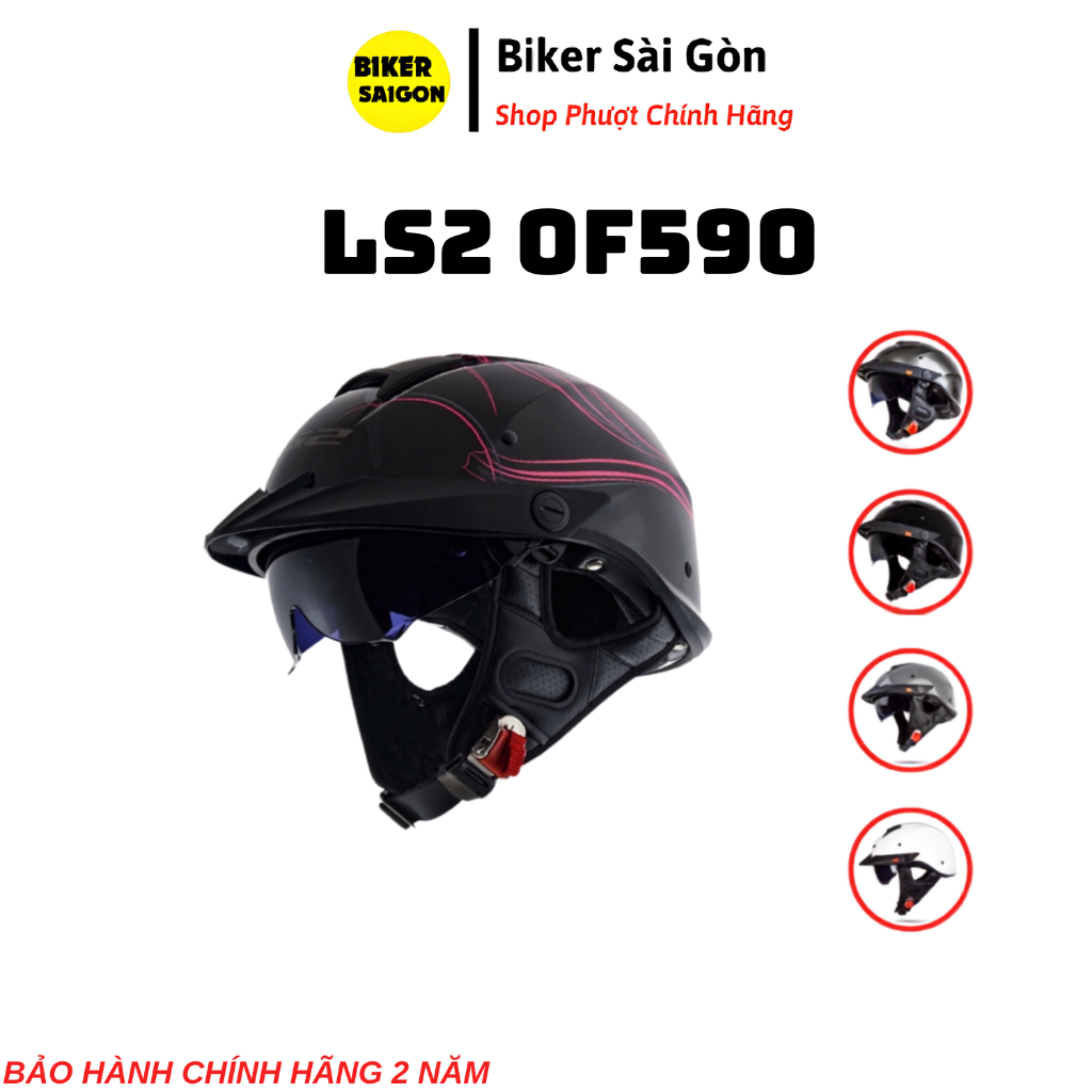 Mũ Bảo Hiểm Nửa Đầu Có Kính Âm LS2 OF590 Rebellion - Biker Sài Gòn