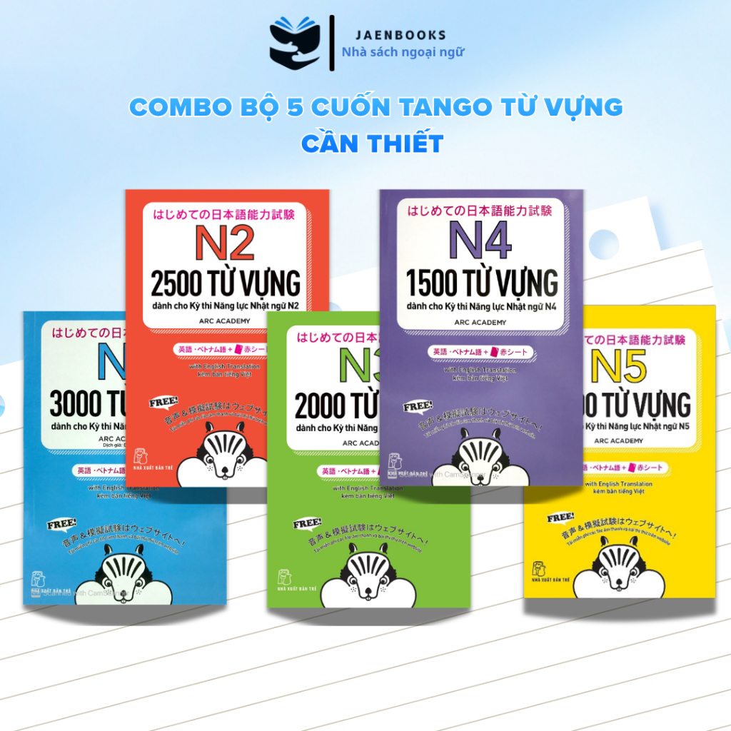 Sách tiếng Nhật - 5 Cuốn Tango Từ Vựng Cần Thiết Cho Kỳ Thi Năng Lực Nhật Ngữ N1 Đến N5