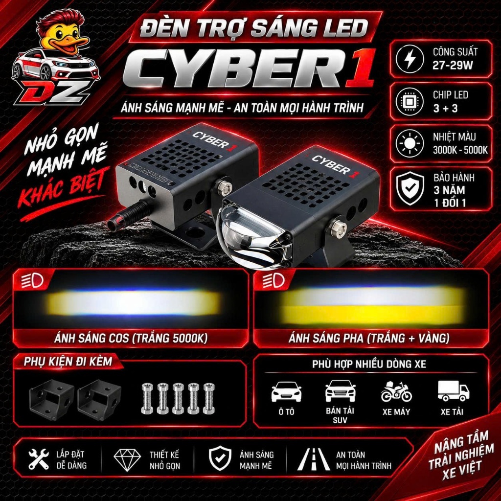 Đèn Trợ Sáng Cyber Mono Bulbtek Siêu Sáng – Bền Bỉ (BH 3 Năm – 1 Đổi 1)