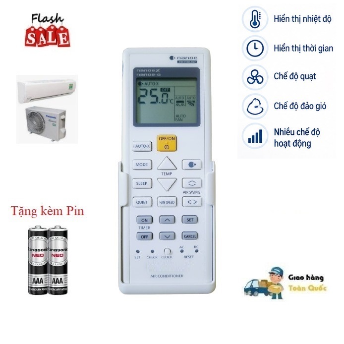 Remote Điều khiển thay thế tương thích cho điều hòa Pa_na_so_nic CS-XU12UKH-8 XU9UKH-8//XU18UKH-8 XU24UKH-8